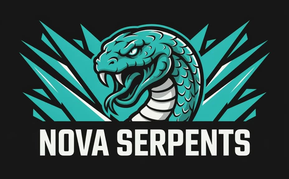 Esports logo direction with a detailed serpent mascot mark above the team name