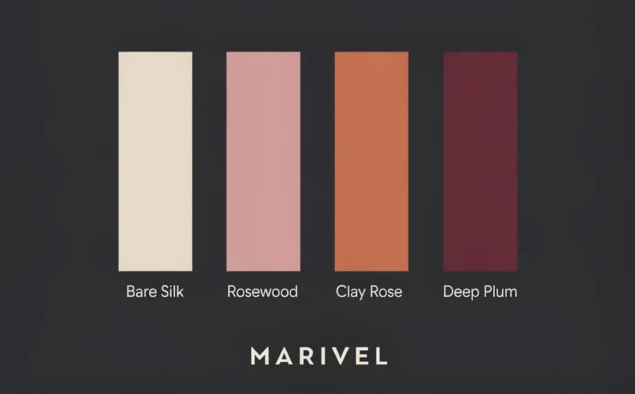 Alternate layout of the same lipstick range as vertical colour bars with names beneath