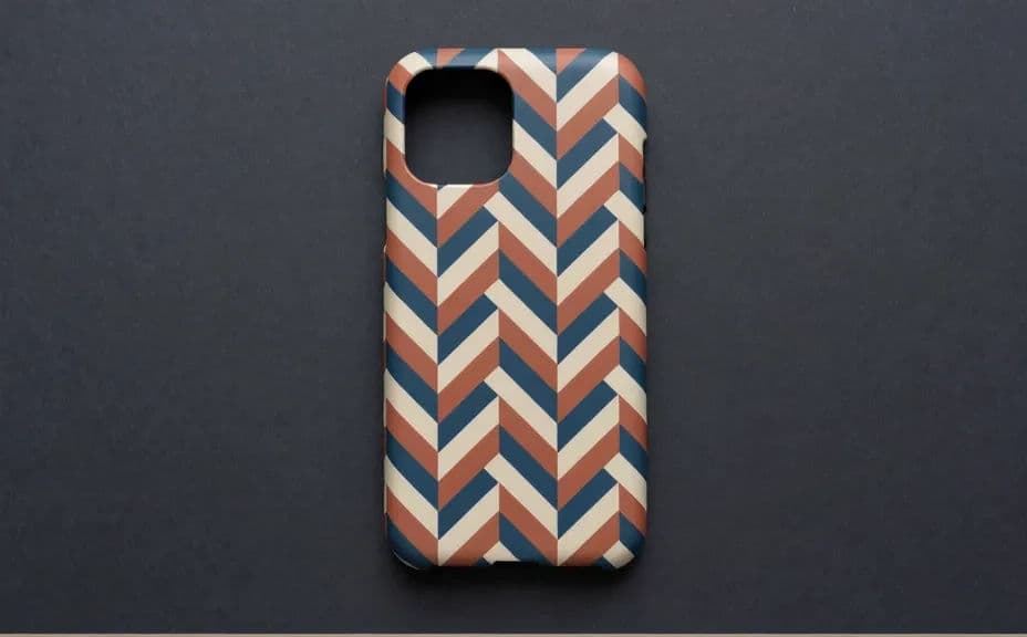 Phone case with a bold geometric printed pattern