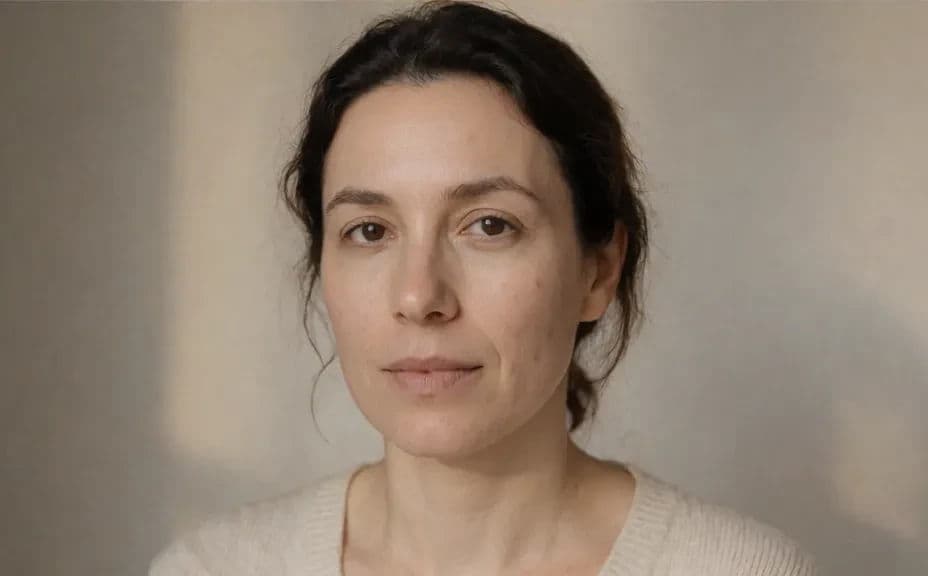 The same portrait after retouching with even skin tone and balanced colour