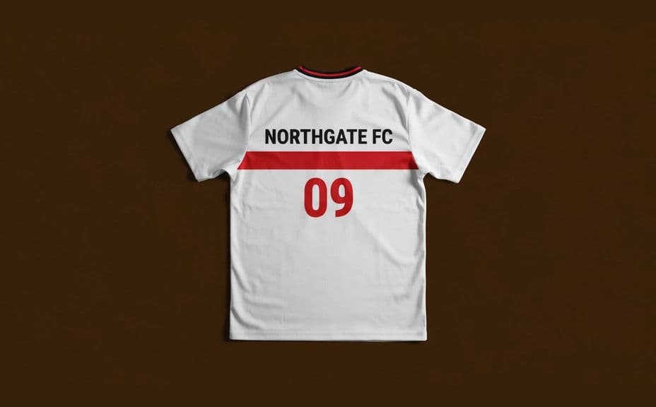Alternate jersey mockup with a bold horizontal chest band and the same club name and number