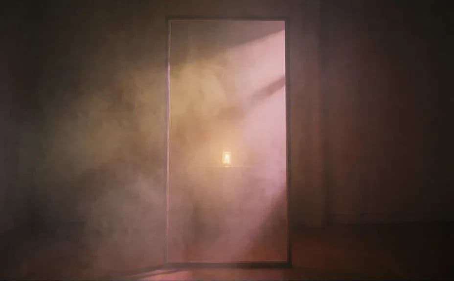 Vertical canvas visual with a warm, hazy scene