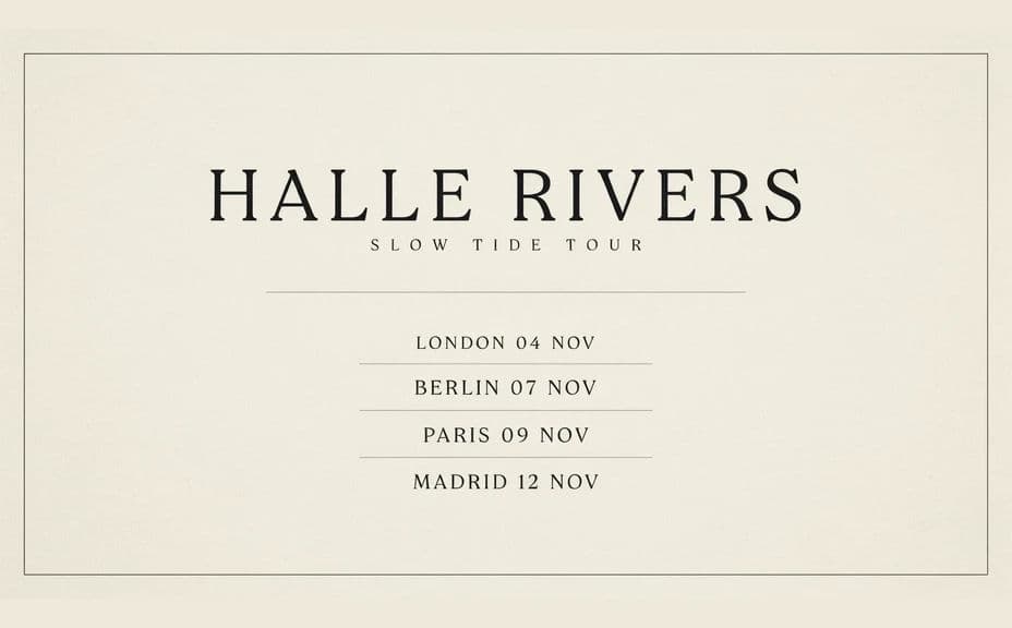 Alternate tour announcement layout with the date list in a clean typographic column