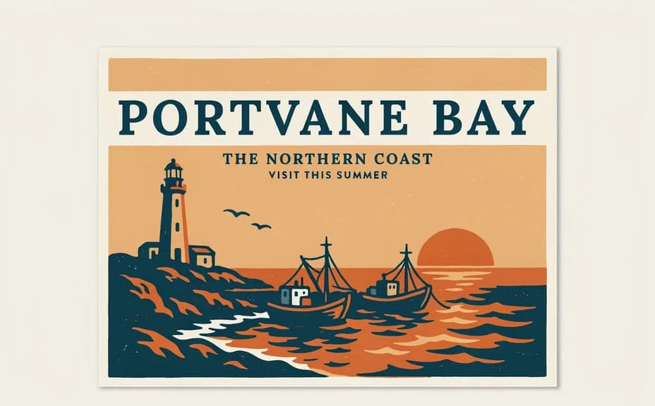 Travel destination poster design with the place name across the top