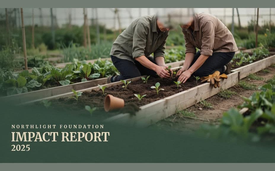 Impact report cover design with a full-bleed image and the title set low on the page