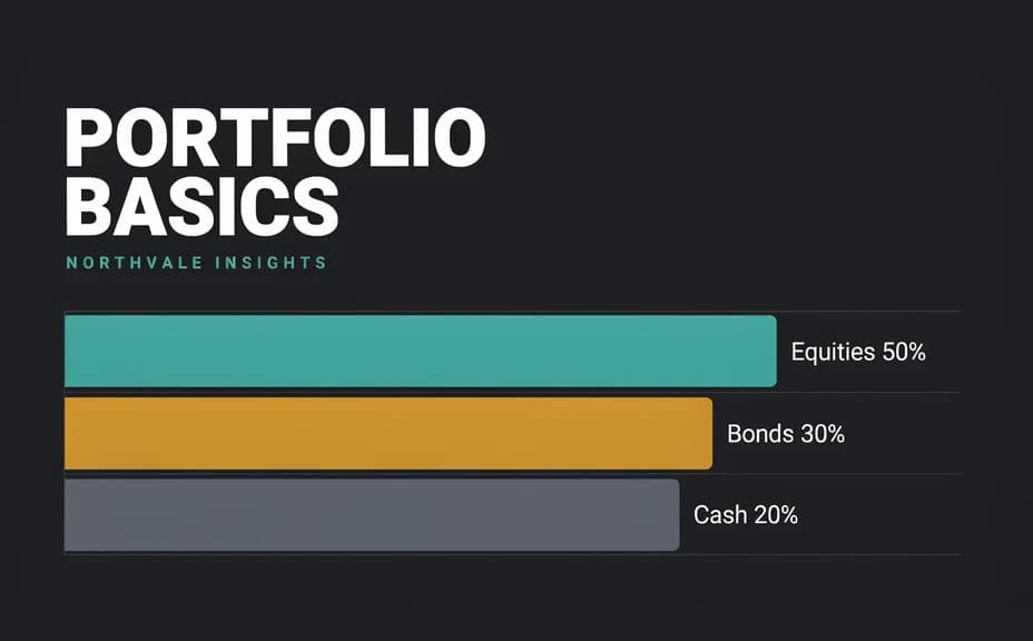Investment infographic layout with stacked labelled panels and placeholder figures