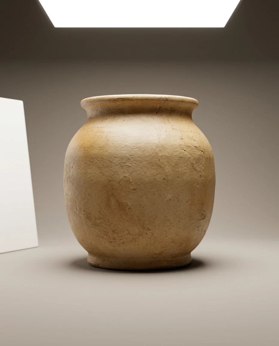Studio CG render of a ceramic object with a soft area-light reflection, generated with Nano Banana 2