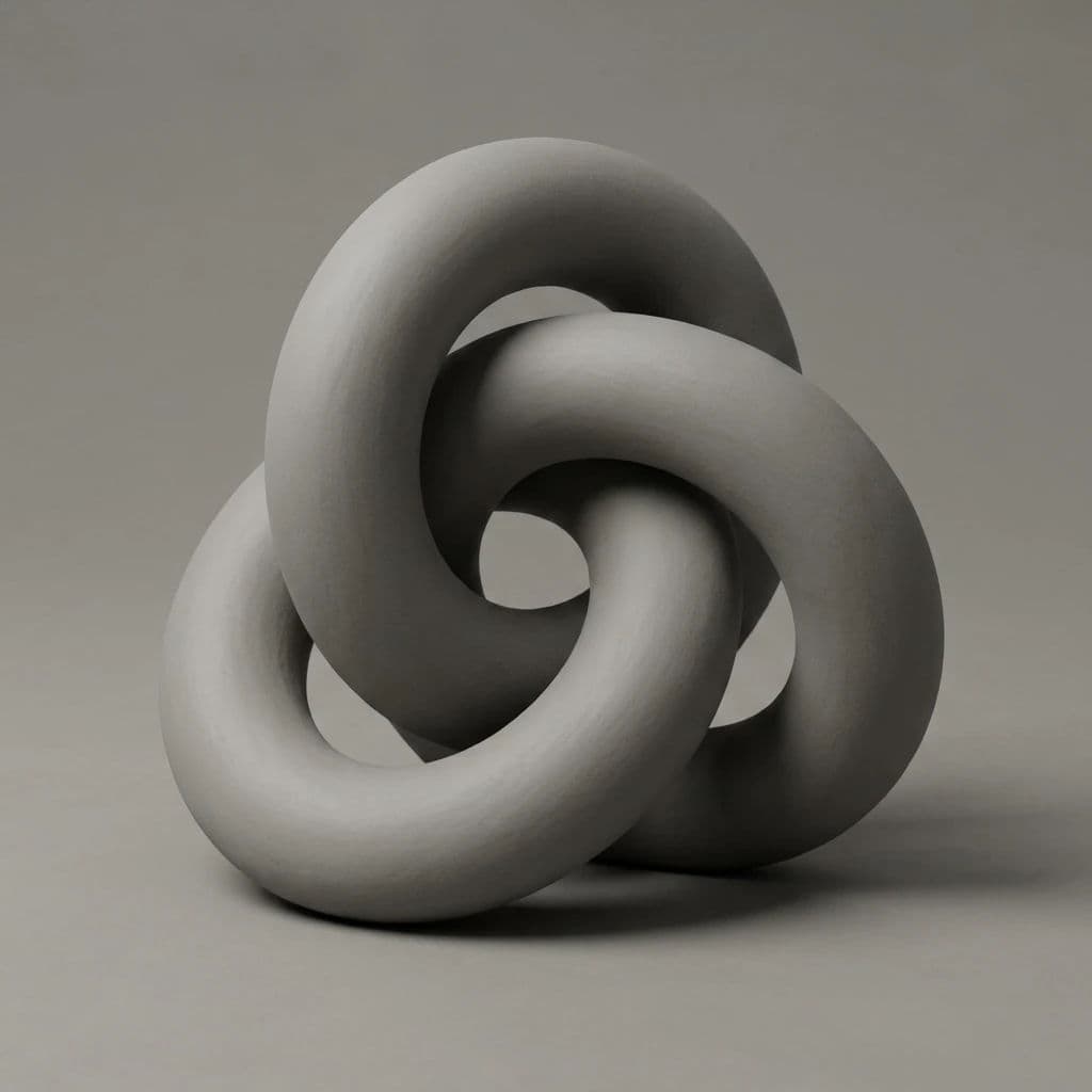Untextured clay render of an abstract form lit to show its geometry, generated with Nano Banana 2