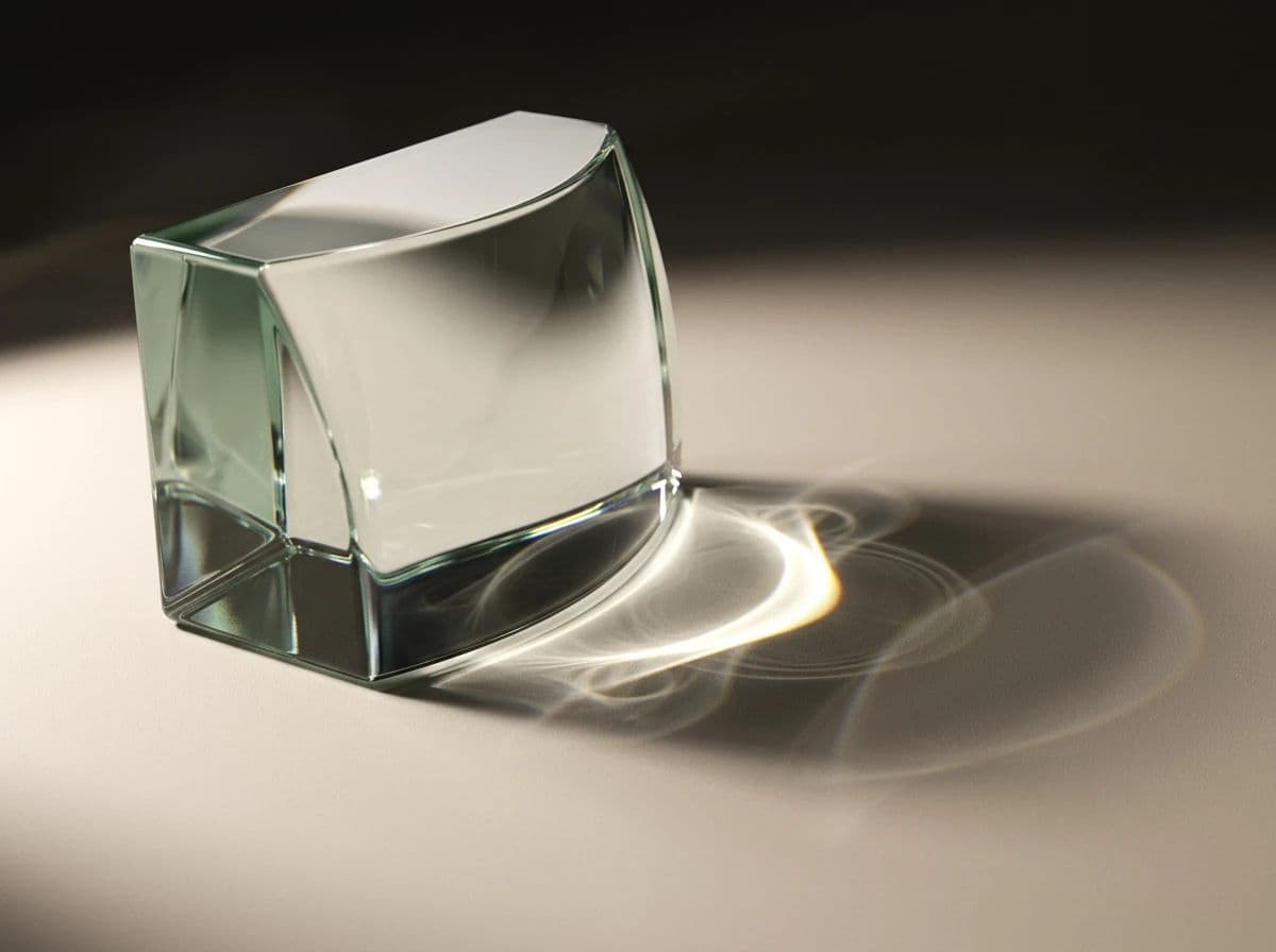 Glass object casting focused caustic patterns on the surface below, generated with Nano Banana 2