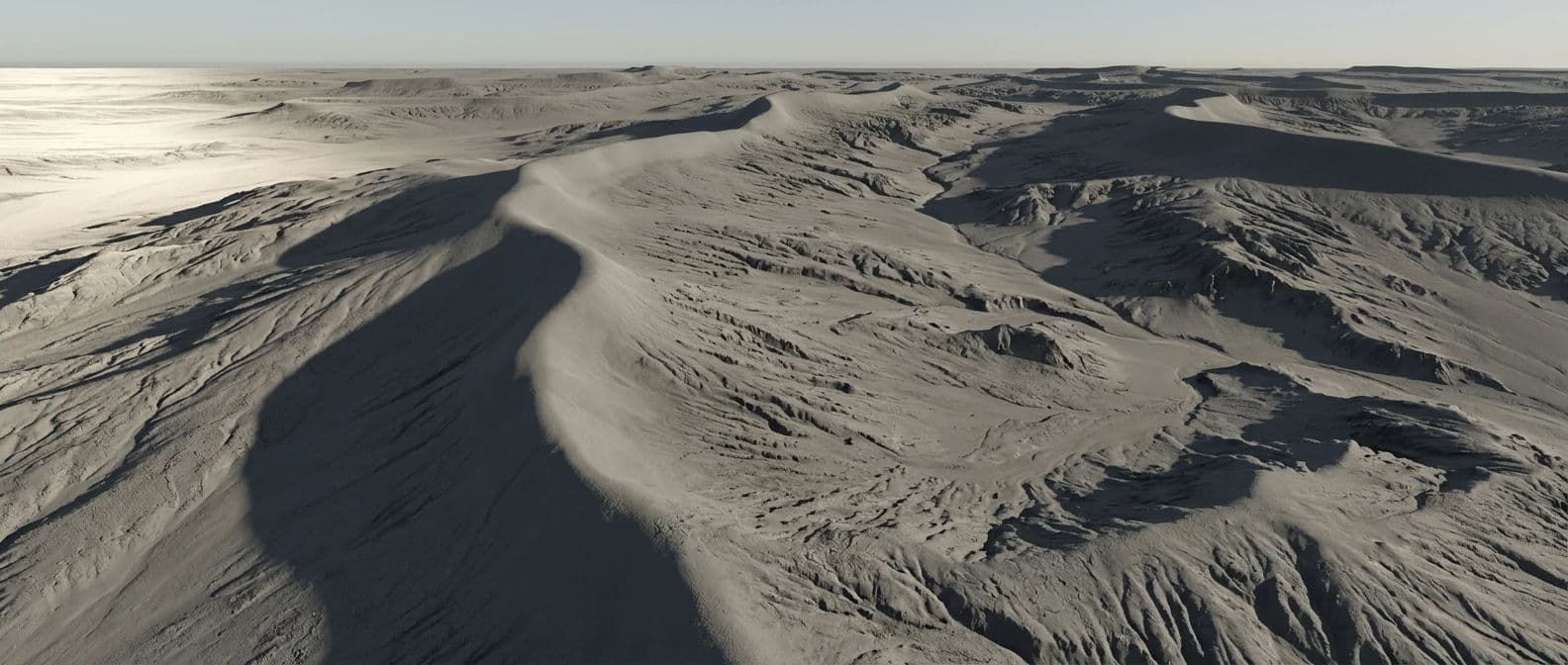 Displaced terrain surface rendered as an abstract landscape band, generated with Nano Banana 2