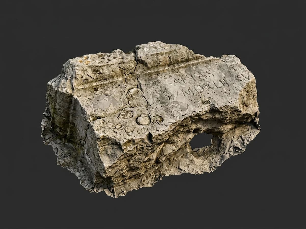 Photogrammetry-style scan of an object with ragged edges and baked lighting, generated with Nano Banana 2