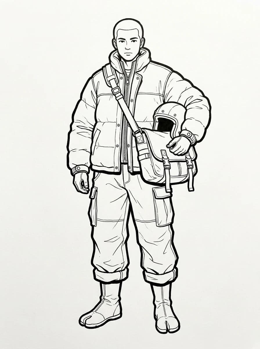 Clean line art of a character with no shading and even line weights, generated with Nano Banana Pro