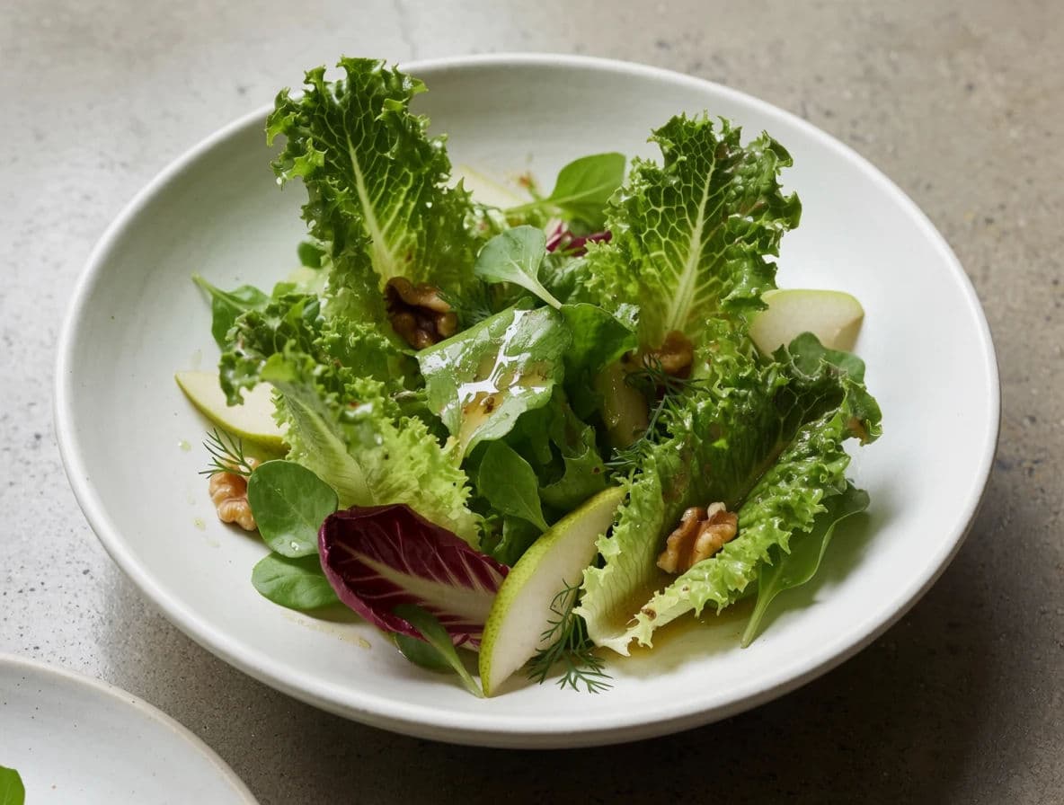 Salad where every leaf sits at its own angle with visible gaps, generated with Krea 2 Medium