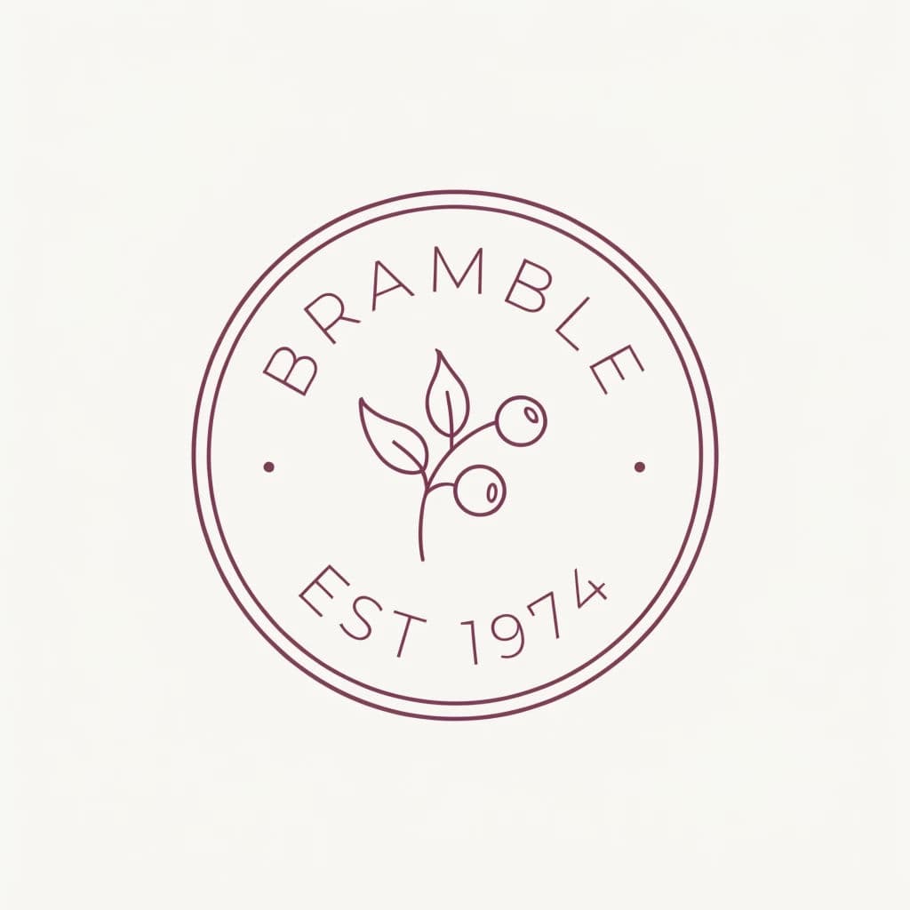 Circular emblem with a short word curved around the ring and a central icon, generated with Recraft