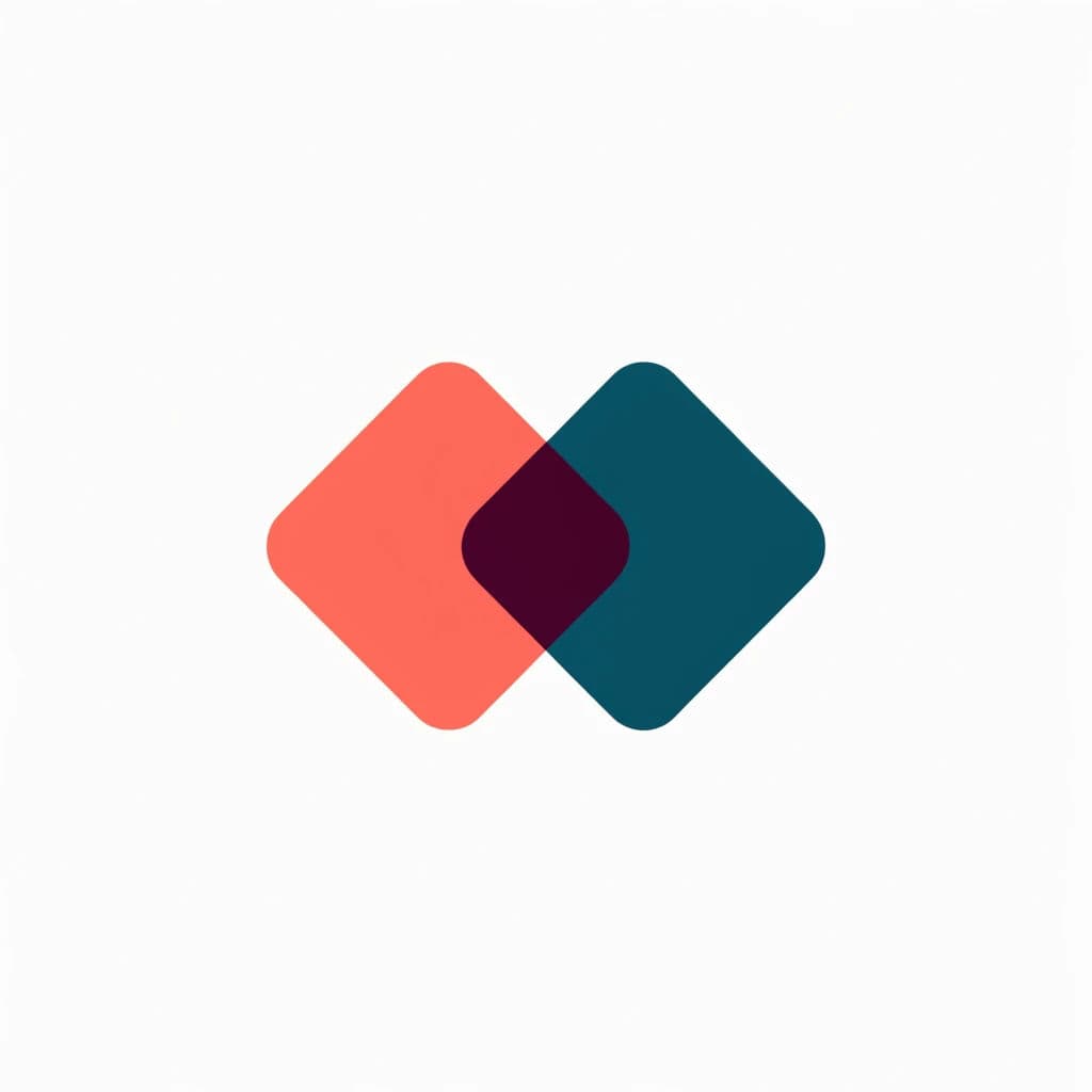 Two-colour mark where overlapping shapes create a third colour, generated with Recraft