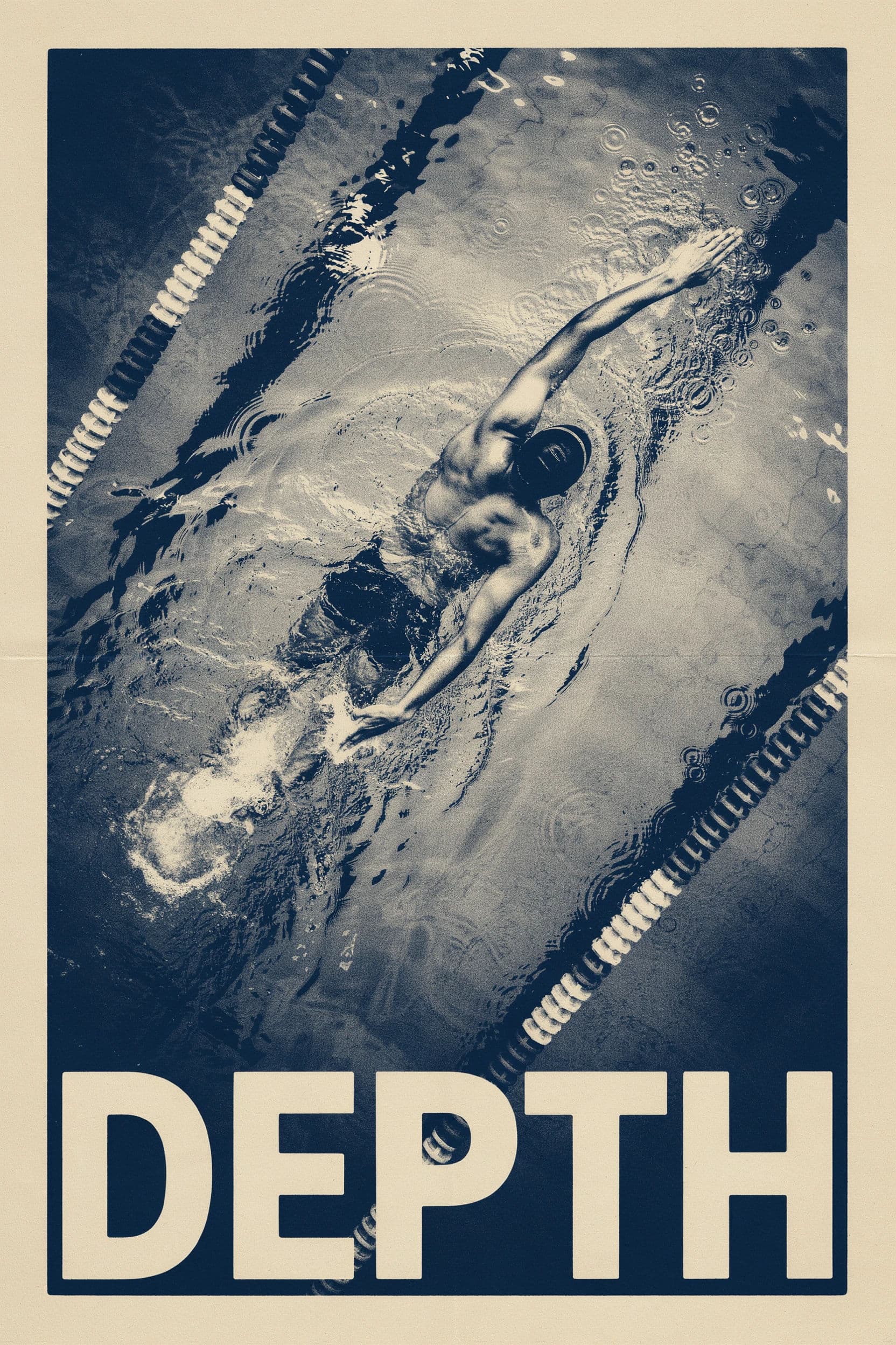 Duotone photographic poster in ink blue and bone with type knocked out, generated with Ideogram 4.0