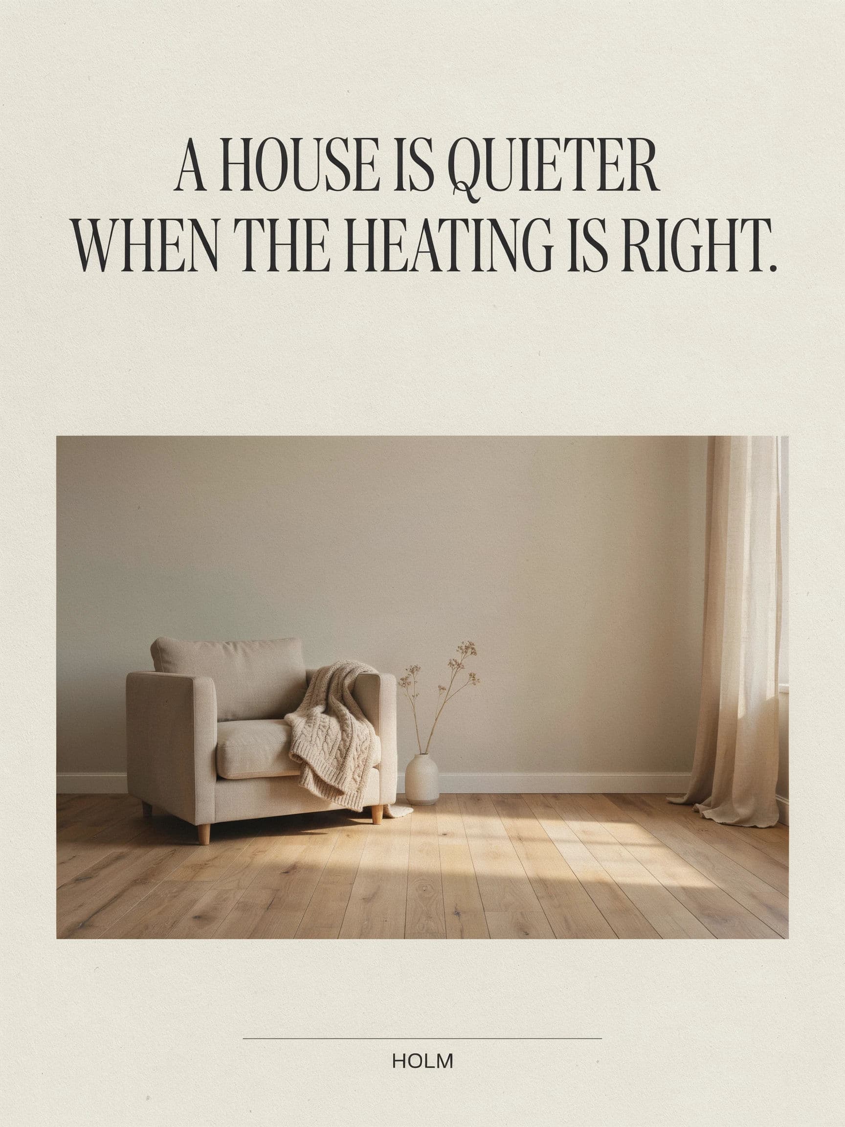 Magazine full-page press advertisement with a long serif headline over a quiet interior photograph, generated with Ideogram 4.0