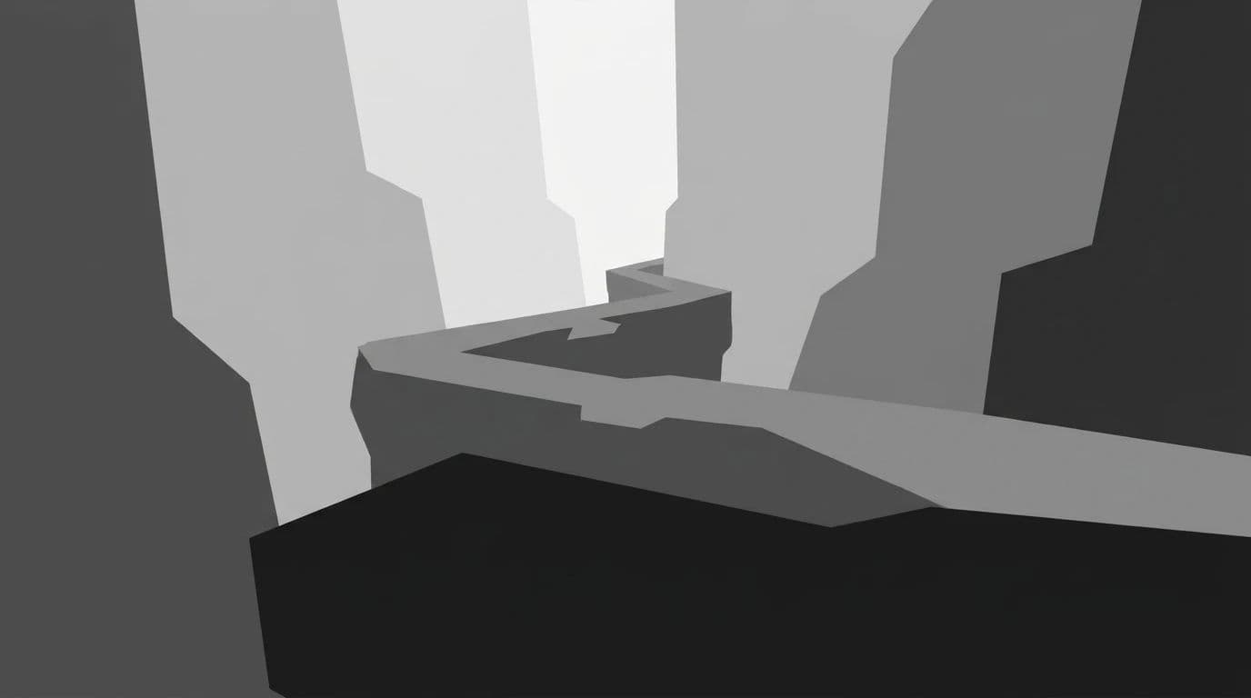 Greyscale value study of a canyon interior blocked in with four tones, generated with Nano Banana Pro