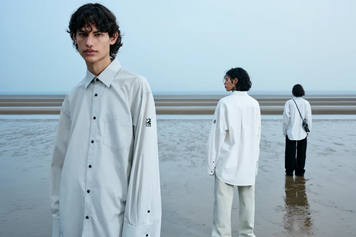 Fashion group shot of three models arranged at different distances from camera, generated with Krea 2 Large