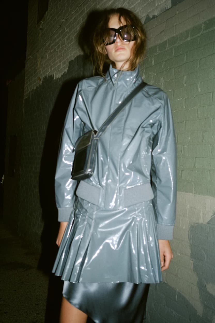 Fashion editorial frame shot on flash at night against a plain wall, generated with Krea 2 Large