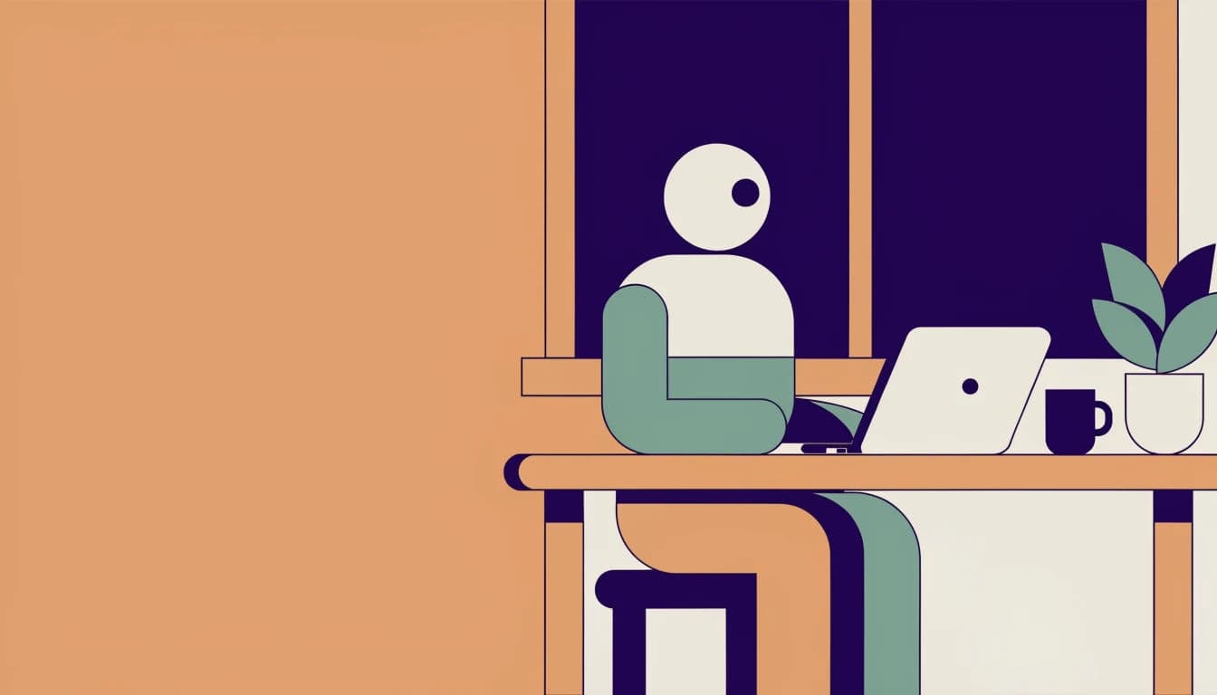 Flat hero illustration for a web page with a central subject and space for text, generated with Recraft