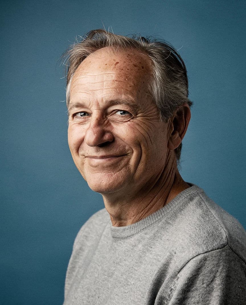 Headshot lit with a classic loop lighting pattern showing a small nose shadow, generated with Flux 2 Pro