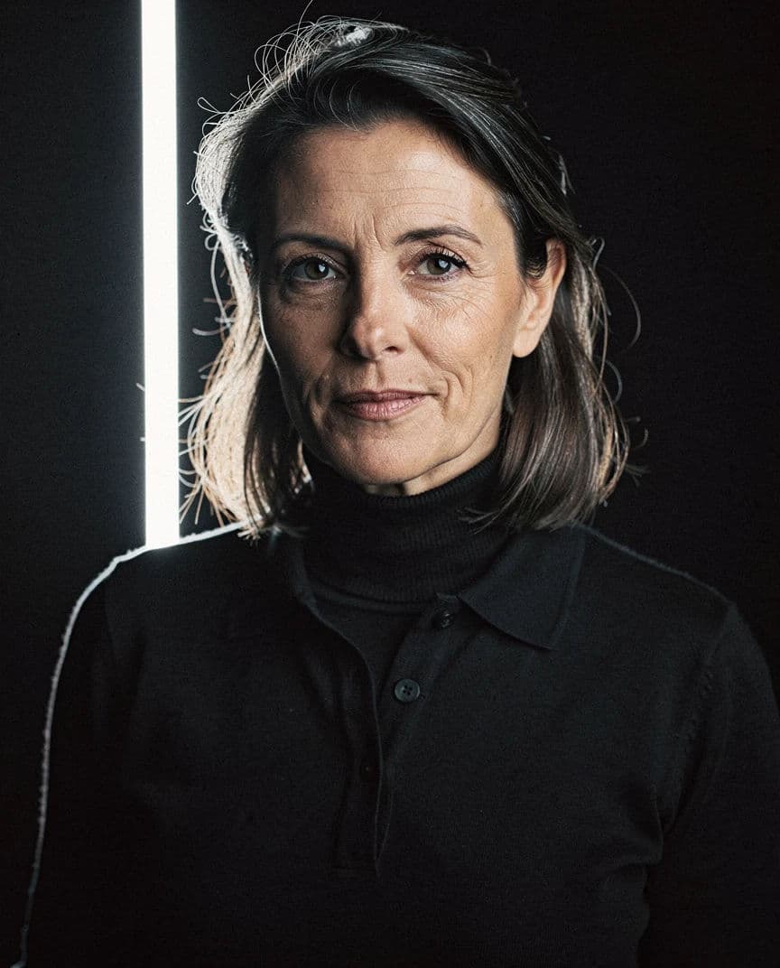 Headshot with a subtle rim light separating the subject from a dark background, generated with Flux 2 Pro