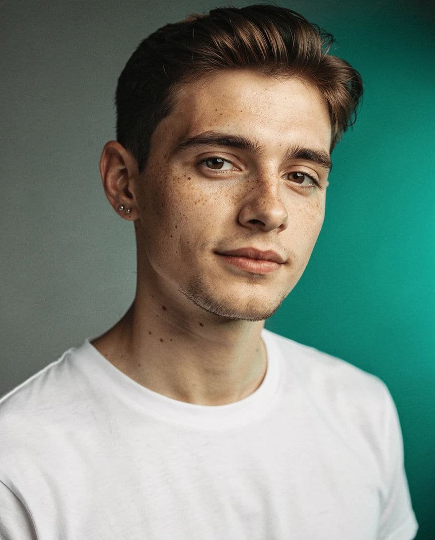 Headshot with a colourful background gel while the subject stays neutrally lit, generated with Flux 2 Pro