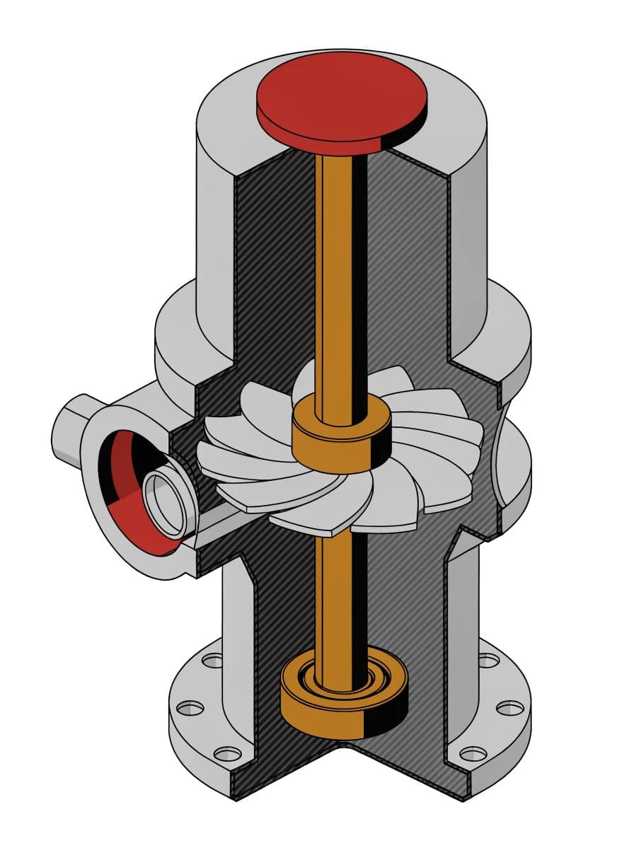 Isometric cutaway of a machine showing its internal mechanism, generated with Recraft
