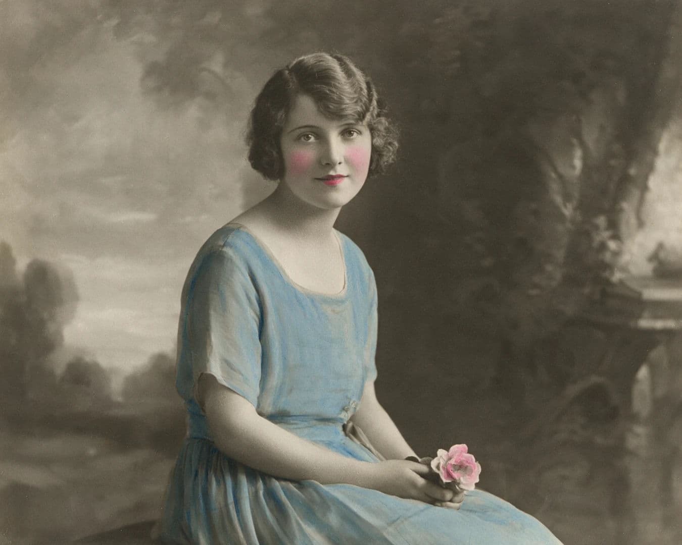 Vintage hand coloured studio portrait where the applied colour sits slightly off the lines, generated with Seedream 5.0 Pro