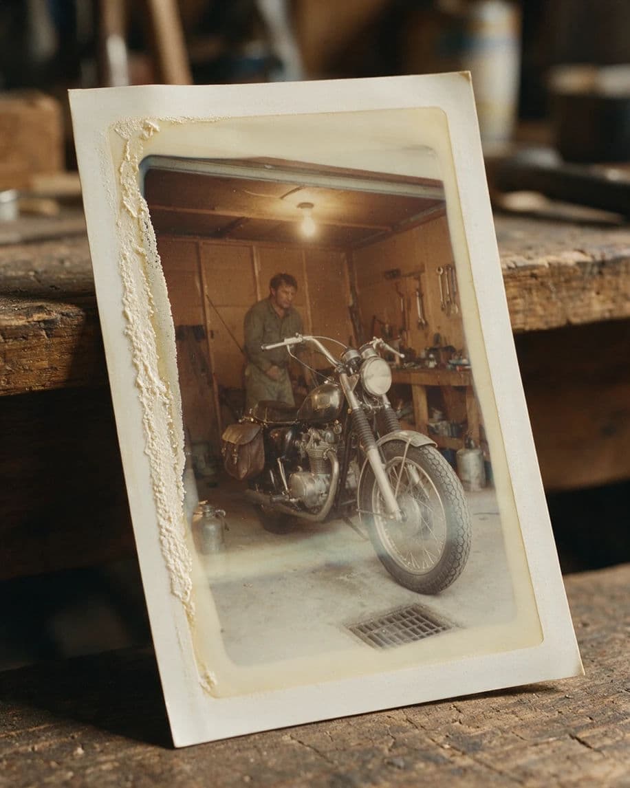Vintage peel apart instant print with chemical residue along one edge, generated with Seedream 5.0 Pro