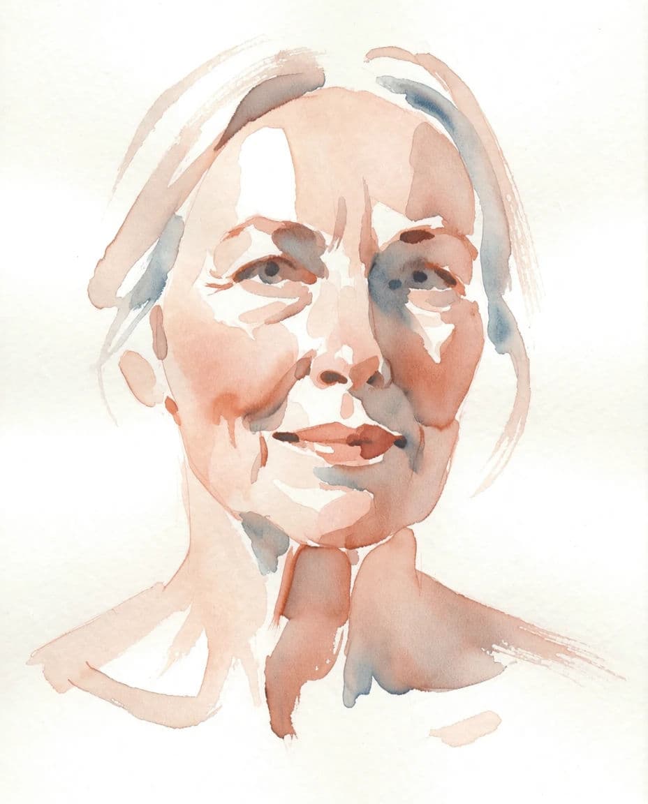 Transparent watercolour portrait built from three successive glazes with the paper left for highlights, generated with Krea 2 Medium