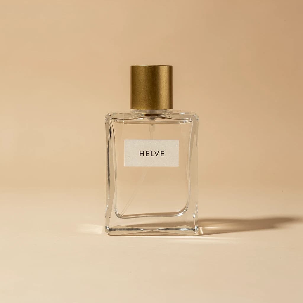 Perfume bottle with one controlled specular highlight, generated with Flux