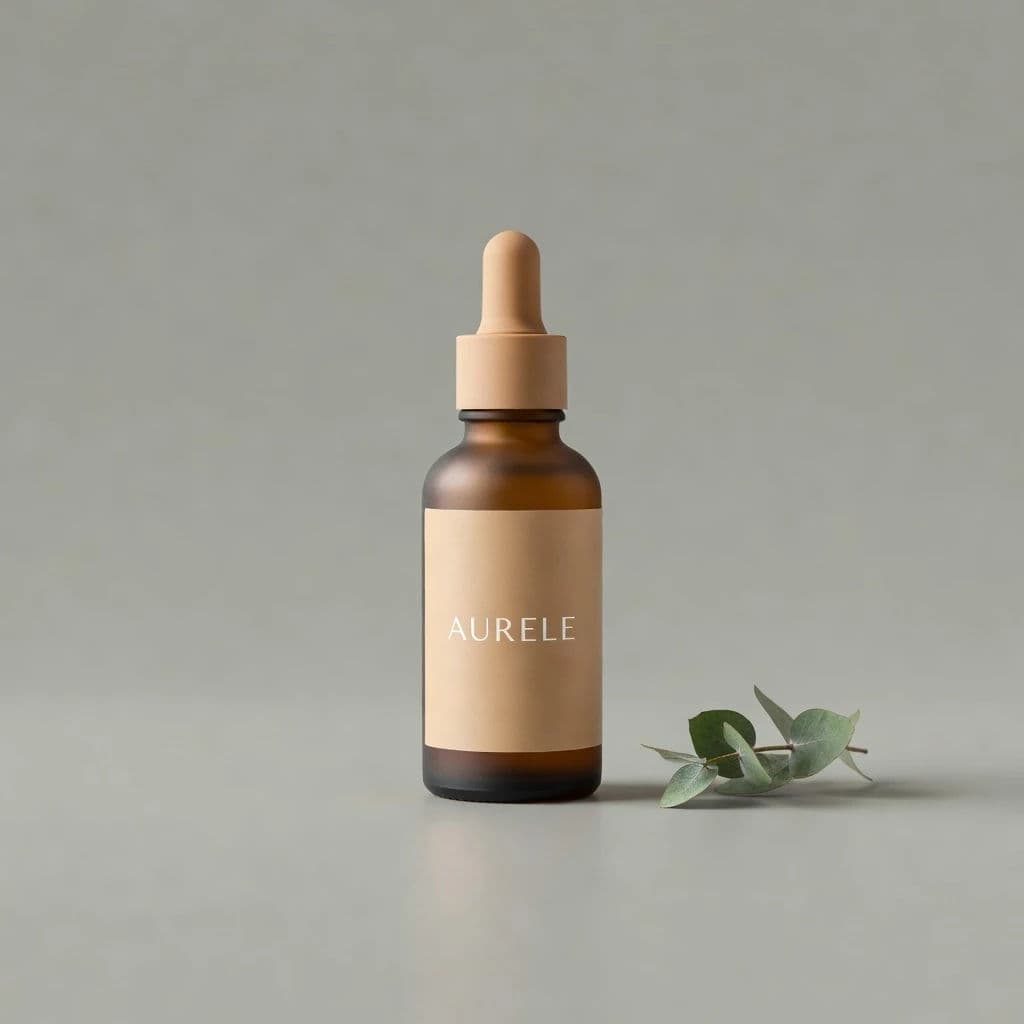 Minimal skincare bottle studio product shot generated with Grok Imagine