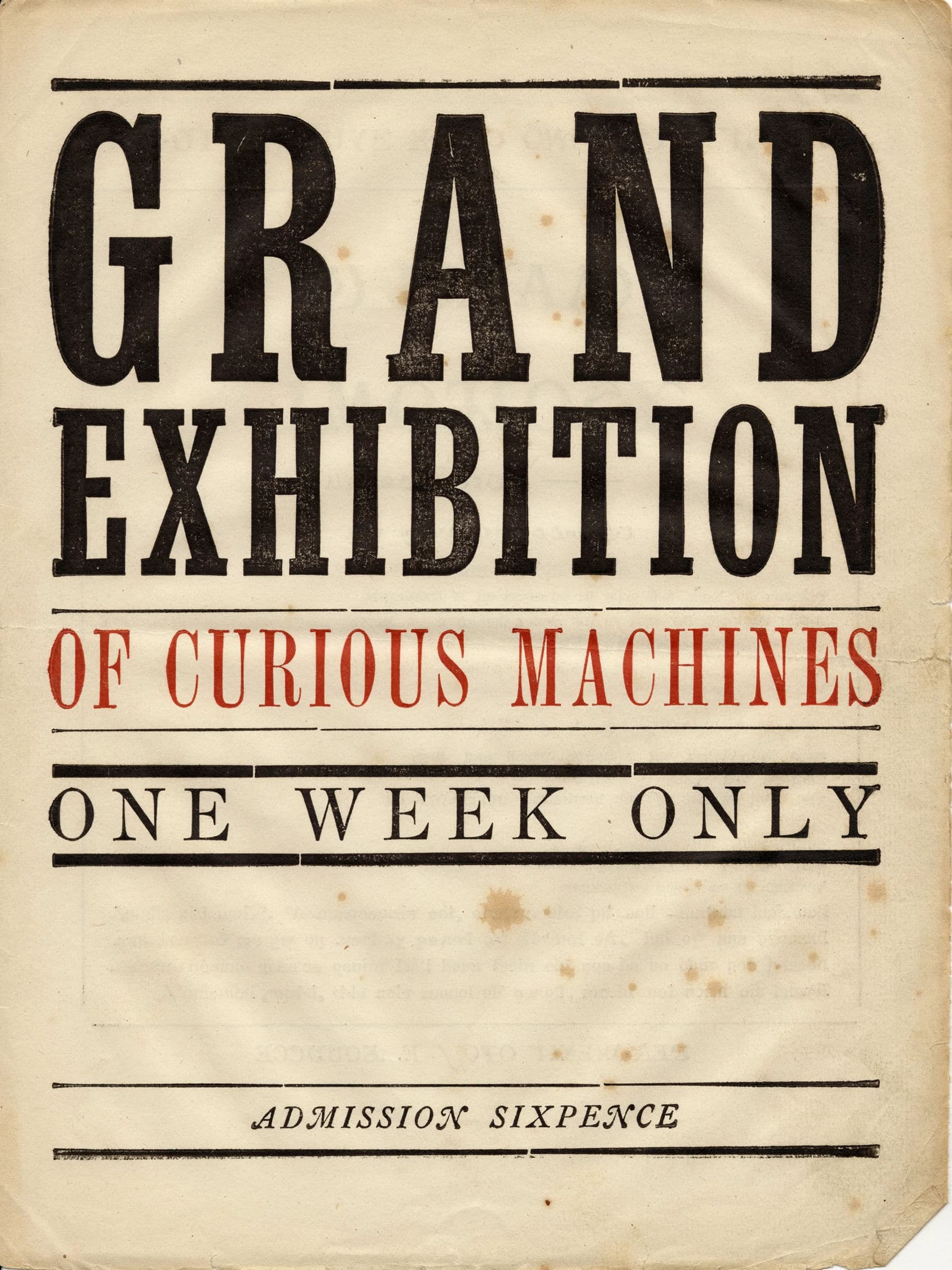 Wood type playbill mixing many sizes and faces, generated with Ideogram