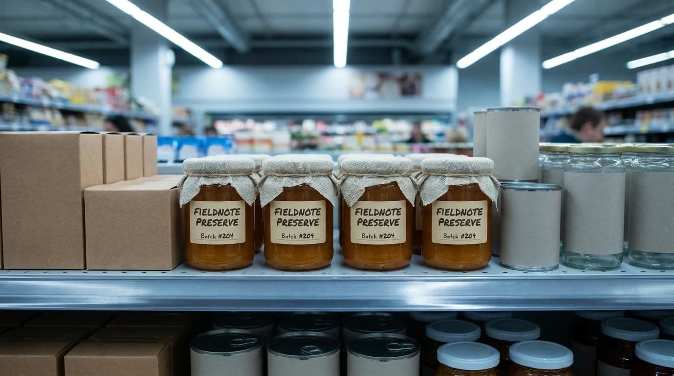 Product row on a shelf in retail context, generated with Nano Banana