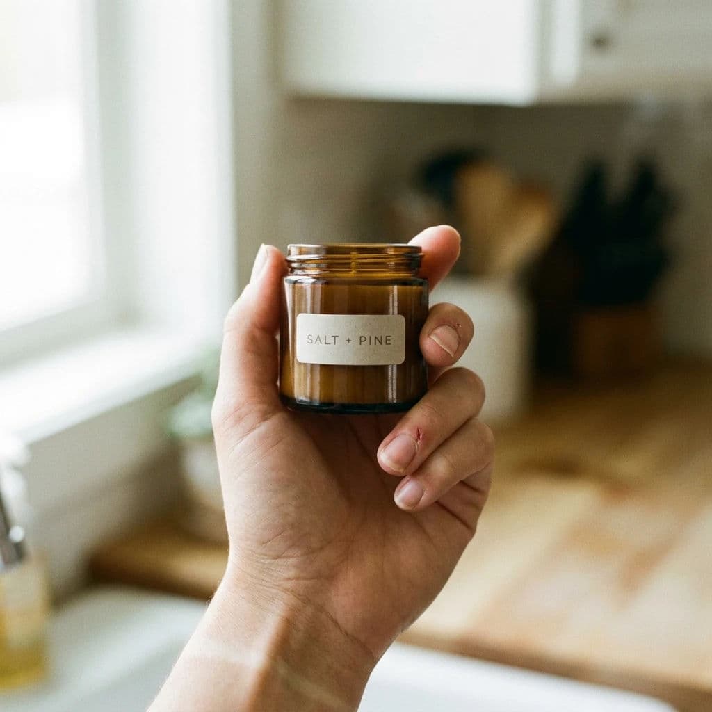 Hand holding a jar to establish scale, generated with Nano Banana