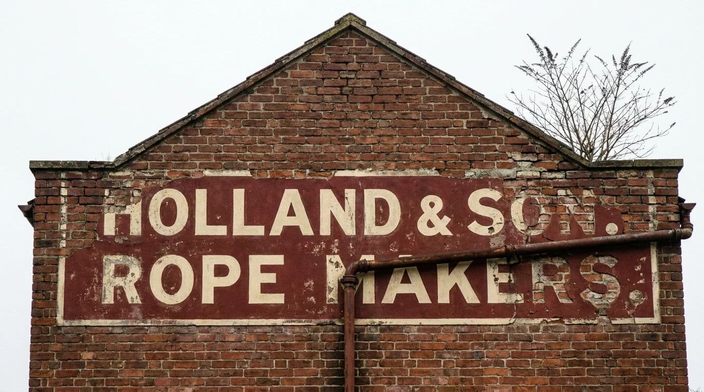 Painted ghost sign on a brick gable wall, generated with Nano Banana