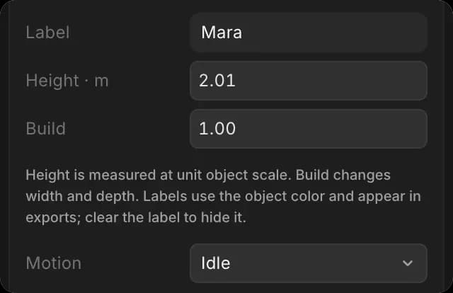 Height and Build for a character, with Motion below