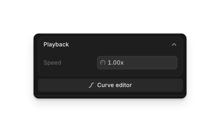 The Playback section of a clip's Video tab, with Speed and Curve editor
