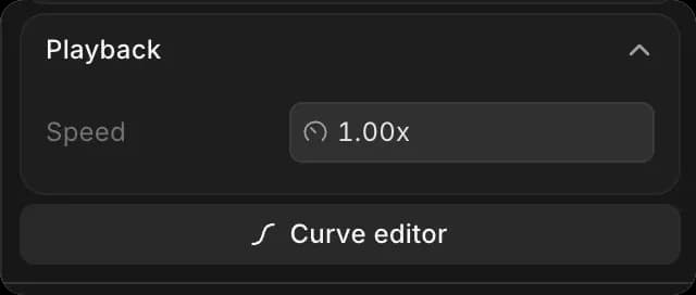 The Playback section of a clip's Video tab, with Speed and Curve editor