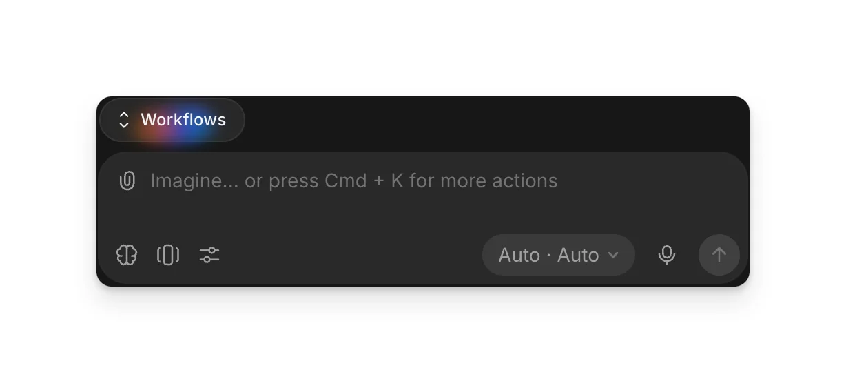 The Workflows button above the Copilot prompt box