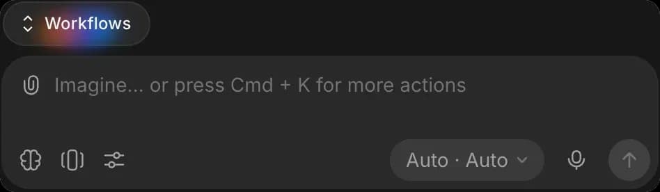 The Workflows button above the Copilot prompt box