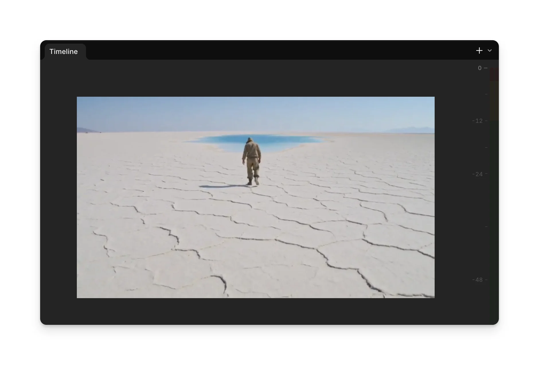 The Compose preview showing the frame under the playhead, with the Timeline tab above it