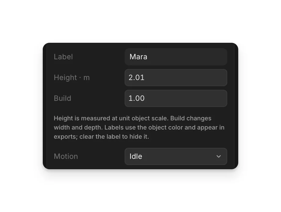 Height and Build for a character, with Motion below