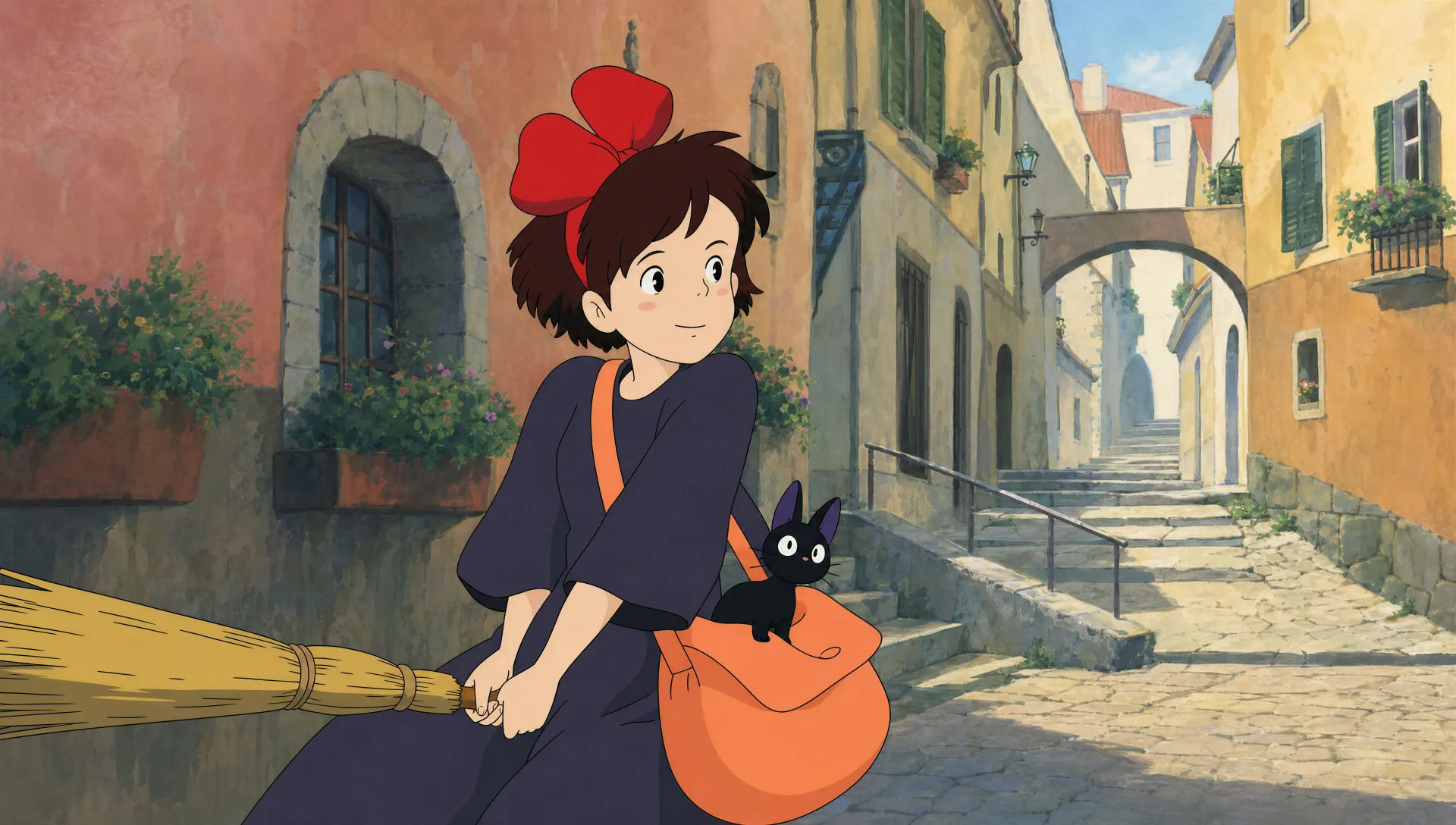 A painted-background street