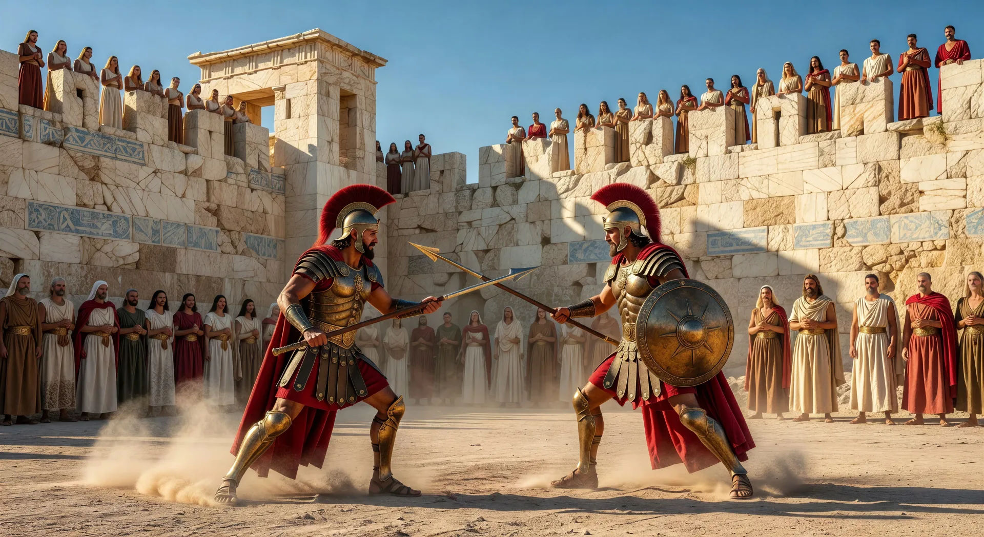 Achilles and Hector duel beneath the walls