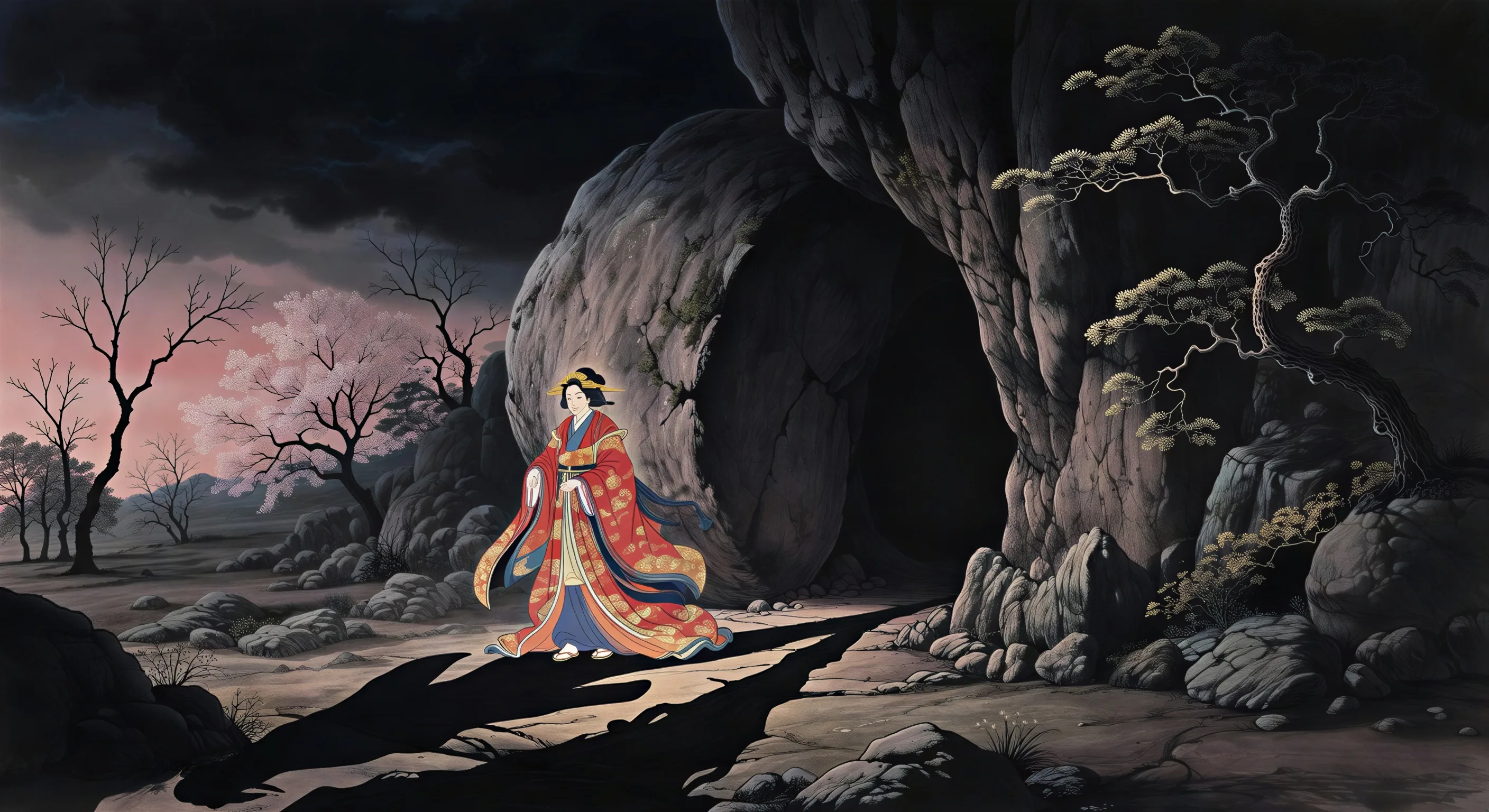 Amaterasu retreats into the cave