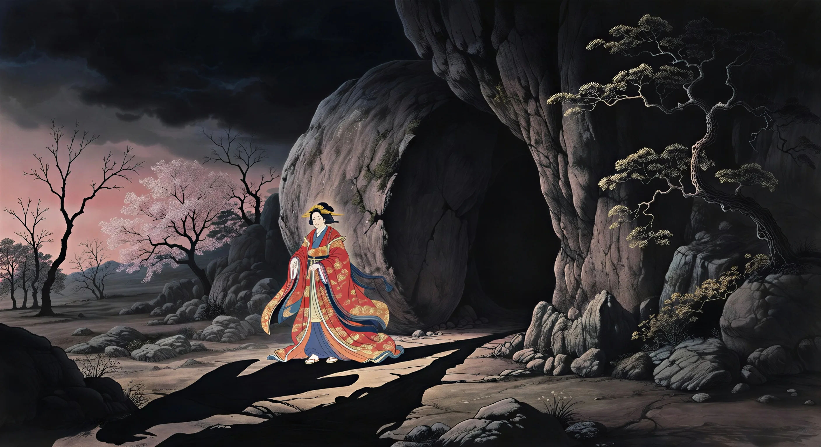 Amaterasu retreats into the cave