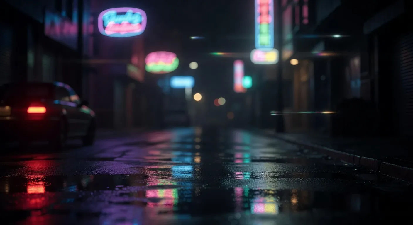 Bokeh oval ao redor de uma única lanterna traseira